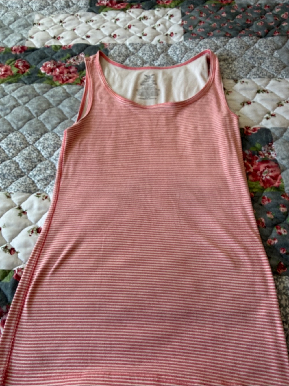Faded Glory Pink & White Striped Tank Top